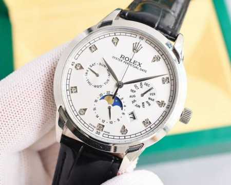 白 -金 劳力士 复杂功能系列上市 Rolex 小红书爆款 多功能腕表 正式上市！1搭载原装进口9100月相功能机芯机械表走时精准零返修！2表盘上采用罗马施华洛 - 点击图像关闭