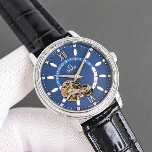 Omega 欧米伽潮男潮流新品男士全满钻壕镶腕表搭载全自动8S63亚洲全自动进口机械机芯零返修904L精钢表壳 意大利小牛皮表带超清高强度宝石镜面，品质保证 白