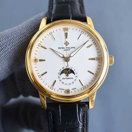 白 金 爆款又再升级 ②④百达翡丽patek Philippe男士腕表．腕表月相系列,秉持了百达翡丽的一贯传统，更唯美的结合了6字位日历与被表友热捧的日月星相， - 点击图像关闭