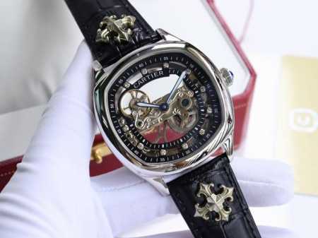 卡地亚-Cartier 方型男士腕表 顶级版316L精钢表壳，表带采用进口小牛皮表带，搭载全自动进口机械机芯，矿物质防刮镜面玻璃，尺寸：直径44Mm厚12Mm - 点击图像关闭