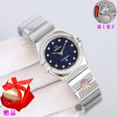 光圈 玫瑰金 带钻加50 Clf出品欧米茄星座系列 28Mm瑞士石英腕表 造价秒杀市面绝大多数石英女表售价。0误差0故障，下单送精美原装盒一个，自带或送礼再无后