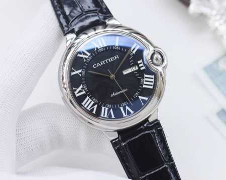 白壳 金壳 品牌：卡地亚-CARTIER 类型：男士腕表 壳套：顶级版316精钢L 表带：进口小牛皮表带 机芯：全自动进口机械机芯 镜面：矿物质防刮镜面玻璃 尺 - 点击图像关闭