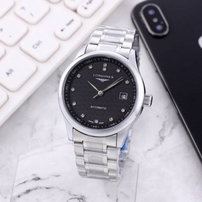 精钢表带十蝴蝶扣 白： ，间金、全黑同价： ，浪琴-Longines名匠系列，经典之作 品质之选，全自动机械机芯，Ips真空电镀，矿物质水晶镜面 ，精密防水，直