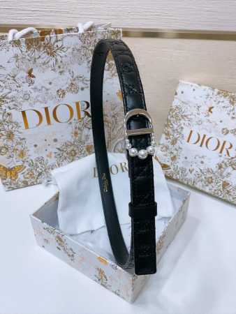 特 Dior Montaigne Jolie Belt 光滑小牛皮和白色树脂珍珠 饰有*Christian Dior*标志 羊皮菱格腰带2.0Cm - 点击图像关闭