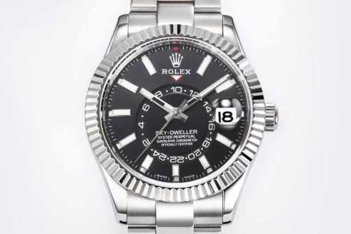 劳力士Rolex Sky-Dweller 天行者！精彩细节： 表壳 尺寸42毫米，沉稳可靠、雍容大度！ 表圈采用劳力士Ring Command三角坑纹，旋转外圈