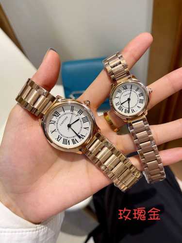 卡地亚、情侣款 新款、实心钢带、表盘40Mm和30Mm～～