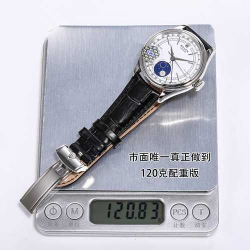 R配重版本： 金白同价 R+ Factory 120克配重版 Rolex切利尼月相型面市 原版尺寸：39Mm13.2 定制版红轮Cal.3195型机芯还原原装所