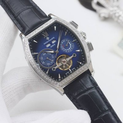 白钻 金钻 品牌：百达翡丽-patek philippe 类型：男士腕表 壳套：顶级版316精钢L 表带：进口小牛皮 316精钢表带 机芯：全自动进口机械机芯