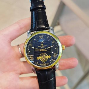 真皮表带十双按蝴蝶扣 ，百达翡丽 patek phil Ippe 六飞轮全自动日月星辰机械，12字位白天走时 太阳 晚上走时 月亮 [月亮]蕴含最优质的材料与一