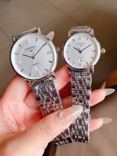 白皮 金 钢20 浪琴 Longines 情侣对表 原装进口石英机芯 316L精钢表壳 直径男39Mm女29Mm 厚8Mm如果今天的阳光停止了它耀眼的光芒
