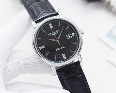 金白同价：皮带 钢带 品牌：浪琴-Longines 类型：男士腕表 壳套：顶级版316精钢l 表带：316L精钢表带 进口小牛皮表带 机芯：全自动机械机芯 镜面 - 点击图像关闭