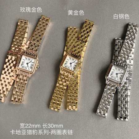 Nth Re De Cartier 卡地亚猎豹系列腕表 瑞士进口石英机芯 316L精钢表壳表链 宽22Mm 长30Mm 表冠镶嵌一颗合成晶石 镀银表盘 剑形蓝钢 - 点击图像关闭