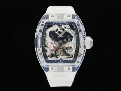 腕间风情 浓郁中国风』 Rm 57-01 龙凤呈祥陀飞轮腕表 Richard Mille 理查米尔 龙飞凤舞Rm 57-01水晶壳套材质，表壳为酒桶形，人造水晶