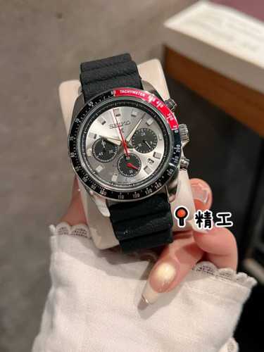 精工-Seiko 人工合成玻璃搭载原装六针扫描石英机芯。直径 40.6 Mm 密底 表壳材质316精钢 胶带蝴蝶结双按扣 简约时尚 格调生活！