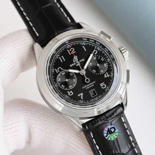百年灵璞雅B01计时腕表42 Premierb01Chronograph42 316L精钢，42毫米，锅盖弧面水晶玻璃，双面防眩处理，透明蓝宝石，原装折叠扣机芯