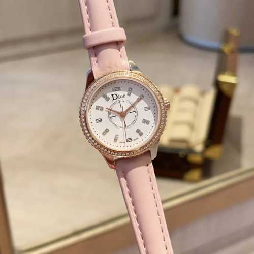 Dior Viii Montaigne迪奥 高版本 瑞士石英 表径：33Mm 蓝宝石镜面 小牛皮真皮表带 ，Cnc多层品控，细节精致体现