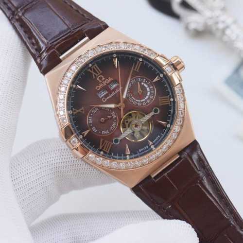 金+20 品牌：欧米茄-Omega 类型：男士腕表 壳套：顶级版316精钢L 表带：进口小牛皮表带 机芯：全自动机械机芯 镜面：矿物质防刮镜面玻璃 尺寸：直径4