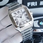 白 金 卡地亚Cartier新款山度士，精彩演绎经典！开模， 机芯 采用广受界推崇的瑞士2824自动上旋机芯，直径39.8×47.5×9.08，316L精钢表带