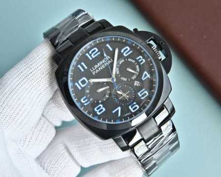 白 -金 升级版 最高版本 沛纳海 动能储备日月星辰显示 意大利皇家海军指定 专用表 以精密机械及卓越品质著称 原装进口多功能9100全自动机芯 拥有 月份 星 - 点击图像关闭