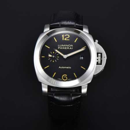 沛纳海--Panerai 类型：男士顶级腕表 机芯：有全自动上海机械机芯 表壳：316L精钢表壳 镜面：矿物强化防摔玻璃 皮带：真牛皮表带 尺寸：直径44Mm， - 点击图像关闭