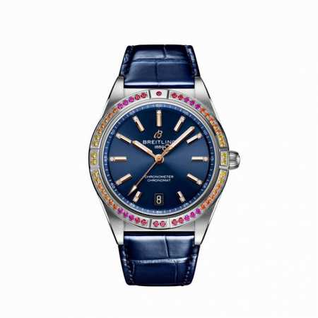 午夜蓝 全新百年灵机械计时腕表-南海胶囊系列 Chronometer Automatic 36 具有醒目的色彩和夜光.让人联想起夏日 海洋生物和葱郁草木所营造的 - 点击图像关闭