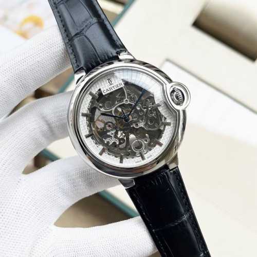同价 卡地亚-Cartier 精品男士腕表，劲爆镂空设计，尊贵大气，绅士风范，卓越品质，热卖全城。采用全自动机械机芯，顶级316精钢表壳，进口小牛皮表带，矿物质