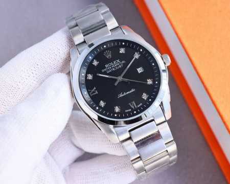 皮带 钢带 。劳力士 Rolex 精品男士腕表，经典大三针设计，尊贵大气，绅士风范，卓越品质，热卖全城。采用进口西铁城机械机芯，顶级316精钢表壳，进口小牛皮表 - 点击图像关闭