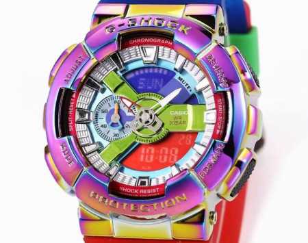 新款 白敬亭同款 金属材质 坚韧之心 造就进化 卡西欧 G-Shock 金属表壳：Gm-110钢圈系列情侣手表 金属银 质感金 炫彩黑三色 识货app联合毒ap - 点击图像关闭