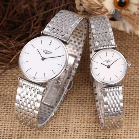 白 金 品牌：浪琴 类型：2针嘉岚系列瑞机原单对表 表带：顶级进口牛皮316精钢表带 机芯：顶级进口瑞士朗达762石英机芯 镜面：顶级进口蓝宝石水晶镜面 尺寸： - 点击图像关闭