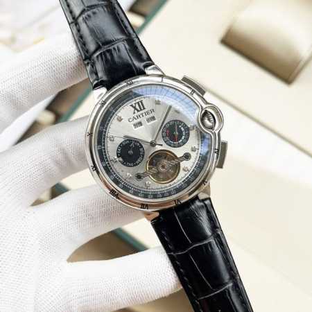 白 金 。卡地亚-Cartier 精品男士腕表，全新多功能设计，尊贵大气，绅士风范，卓越品质，热卖全城。采用全自动机械机芯，顶级316精钢表壳，进口小牛皮表带， - 点击图像关闭