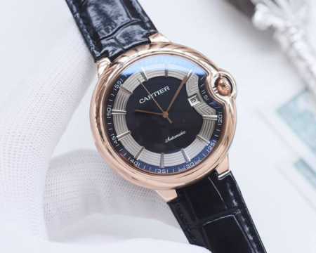 白壳 金壳 品牌：卡地亚-Cartier 类型：男士腕表 壳套：顶级版316精钢l 表带：进口小牛皮表带 机芯：全自动进口机械机芯 镜面：矿物质防刮镜面玻璃 尺 - 点击图像关闭