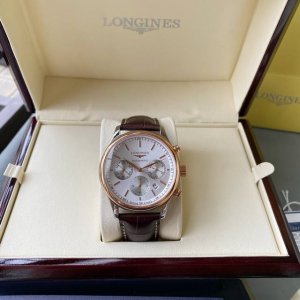 白-金 V7版本2024推荐 浪琴-Lingines 名匠系列制表大师机械手表，新款蓝色经典，多功能4813机芯，经典名匠多功能款式，经典指针，蓝宝石鱼眼水晶镜