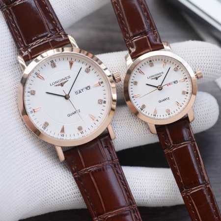 玫+20 钢带20 最新款超薄浪琴-Longines 机芯：采用原装进口石英机芯 走时精准 镜面：蓝宝石防刮镜面 材质：精钢表带 直径：男39Mm女28Mm厚度 - 点击图像关闭