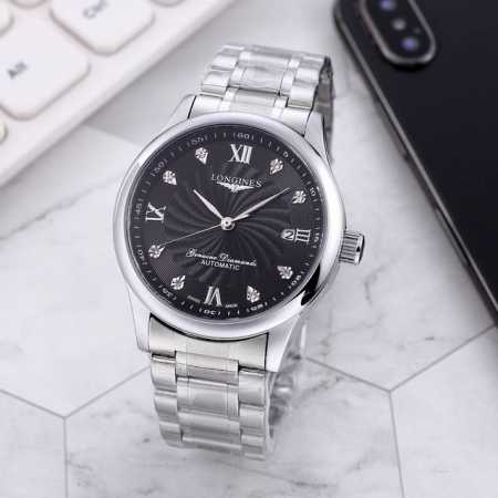 精钢表带十蝴蝶扣 白： ，间金、全黑同价： ，浪琴-Longines名匠系列，经典之作 品质之选，全自动机械机芯，Ips真空电镀，矿物质水晶镜面 ，精密防水，直 - 点击图像关闭