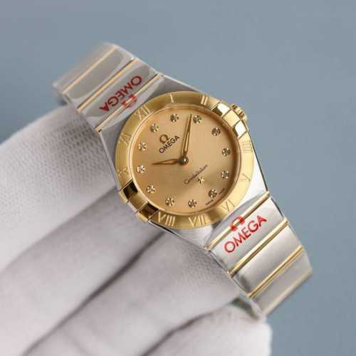 Tw-28Mm。白 -金 钻+50 Tw厂欧米茄女款星座系列28Mm石英腕表 ，每个零件都是原装一比一开模。 1仿表史上首次搭载原装正品瑞士机芯 2石英星座所有