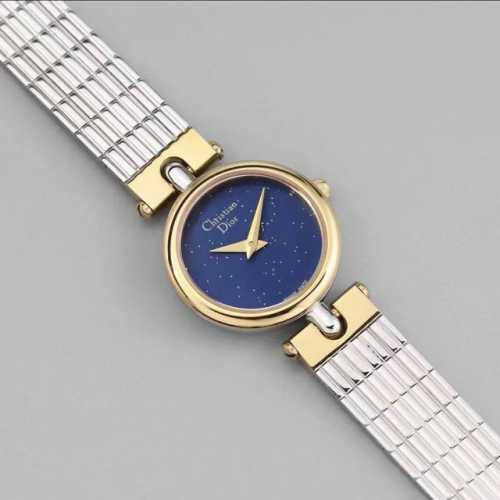 Dior西洋复古vintage星空蓝个性表盘christian Dior迪奥女款古董手表 轻奢欧美中古女表精钢进口石英机芯星空钢链银色圆形时尚 蓝宝玻璃 尺寸直