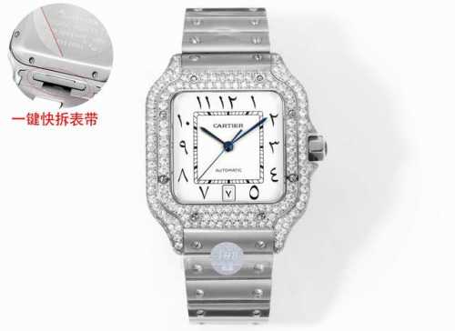 Thb新品 卡地亚山度士 中东版 钢带满钻款 原版开模2024最新卡地亚 山度士 1 表壳 正品开模，搭载最好的进口316L材质表壳！ 机芯采用独家进口超薄机芯