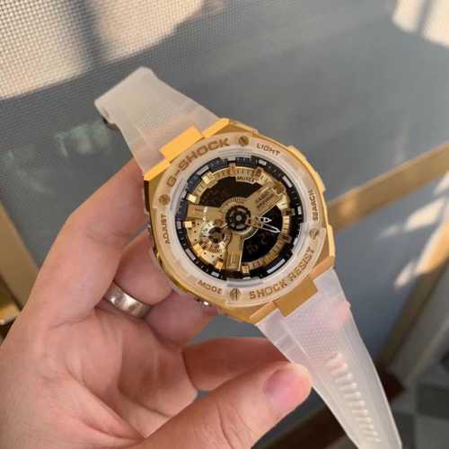 卡西欧gst-400G系列、G-Shock经典防震表盘设计、配合冲击视觉的强烈色彩、抬手自动亮灯、Lcd液晶显示盘、精确到1 0秒的秒表计速功能、防震、防磁、4
