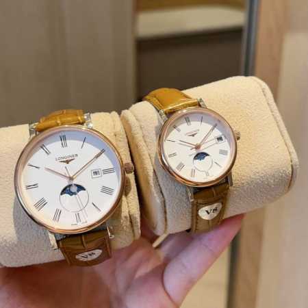 皮带：白壳 金 钢带20 2024年 最新品 真月相 七夕节最佳礼品 Longines浪琴官方博雅系列情侣腕表 见证爱奇迹时刻时尚潮流男女腕表。采用进口日本机芯 - 点击图像关闭