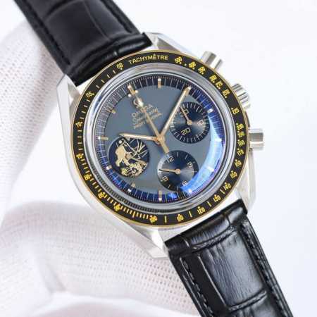 Sj出品 皮带款 钢带 全新 欧米茄 Omega 超霸阿波罗11号霸气登场 专业月球表 Ob2 超霸系列 表壳 表壳背部采用naiad锁扣技术，确保雕刻文字始终 - 点击图像关闭