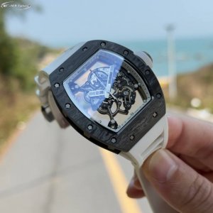 新厂-New Factory』天花板级别的理查德米勒Rm055最新升级V5 升级一体机芯版本原装一体双发条盒一体机芯，品质更加稳定机芯宝石非水钻也不是用胶水粘的