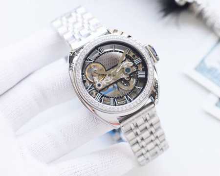 金白同价：皮带 ，钢带 品牌：卡地亚-Cartier 类型：男士腕表 壳套：顶级版316精钢L 表带：316L精钢表带 进口小牛皮表带 机芯：全自动进口机械机芯 - 点击图像关闭