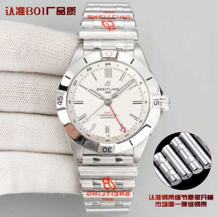 b01厂-百年灵机械计时双时区自动机械腕表40 Chronomat Automatic Gmt 40 带双时区显示，兼具轻松闲适的美学气质，堪为旅行专属腕表。微 - 点击图像关闭