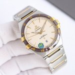 白壳 间金全金 最新爆款热销单品 欧米茄第五代星座系列男士机械腕表，全新原装尺寸41Mm腕表！全新进口自动机械机芯改装，订制8900机芯原装特别设计。五码合一