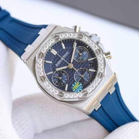 统一价： H8小红书热门爆款新款Ap爱彼Audemars Piguet 皇家橡树女款多功能计时机械腕表 专柜尺寸37Mm 圈口 圈口采用进口钻石原装镶嵌手法 把 - 点击图像关闭