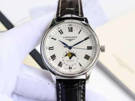 浪琴-Longines 名匠系列 月相 实现功能正品同样。 316L精钢壳套完美无瑕，打磨工艺高超，延续一丝不苟的卓越品质，树立复刻业界新标杠。刻度的立体感和倒 - 点击图像关闭
