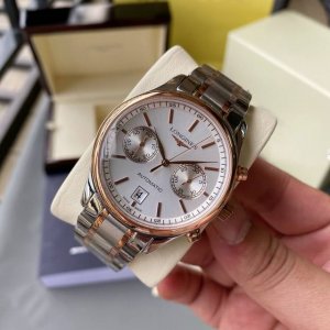 白-金 V7版本2024推荐 浪琴-Lingines 名匠系列制表大师机械手表，新款蓝色经典，多功能4813机芯，经典名匠多功能款式，经典指针，蓝宝石鱼眼水晶镜