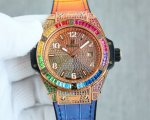 光面 白钻面 彩钻面 Hublot 宇舶 表 恒宝 Jr4 Big Bang 精钢彩虹彩钻腕表，擅长打破传统疆界，将不同材质和谐融合于一体，腕表将时计与珠宝的精