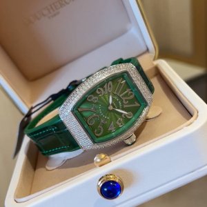 460Franker Muller_法兰克穆勒 V32酒桶系列 奢华镶嵌钻石经典数字面搭配橡胶真皮带 镶钻扣子 进口机芯 真空电镀 亮度高，更耐带 百搭衣橱 多