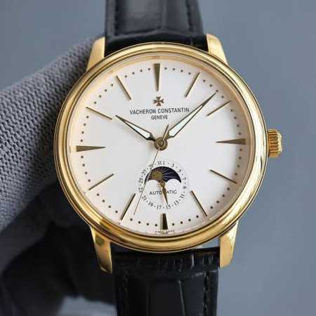 白 金 Tw江诗丹顿 Vacheron Constantin 传袭系列男士腕表！全新复杂日月星辰多功能腕表，超强夜光。搭载原装进口2824-2自动上链机械机芯， - 点击图像关闭